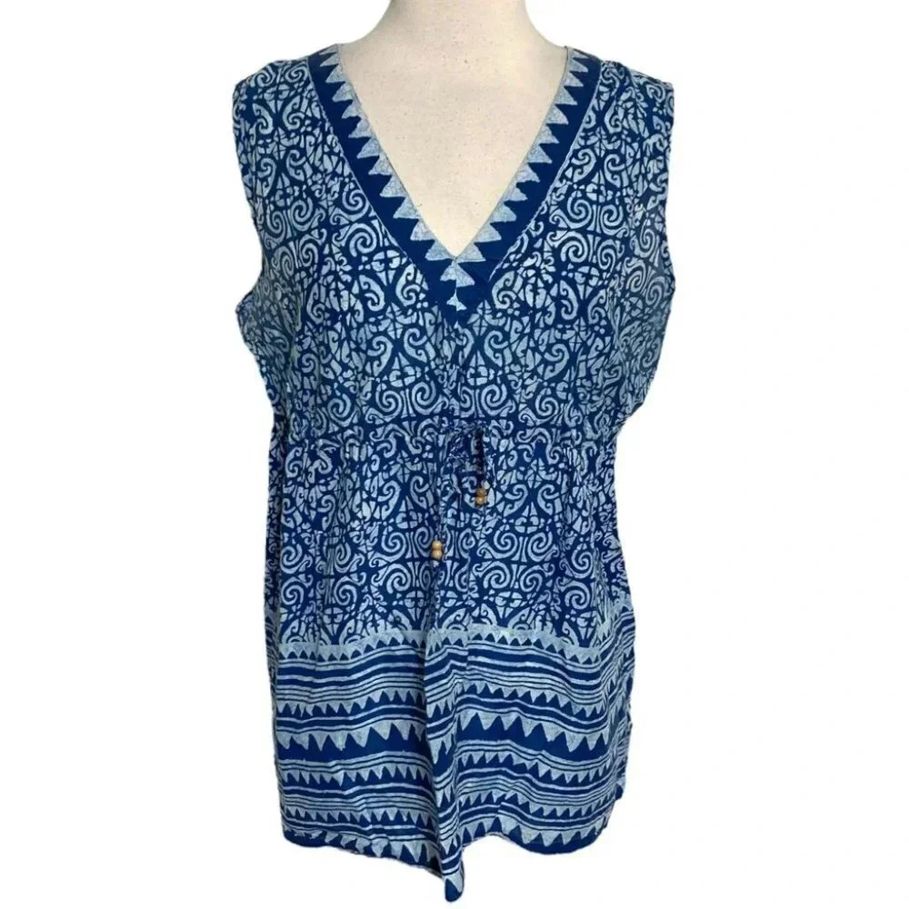 Gap L Blue boho print‎ sleeveless tunic